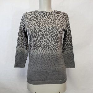 Talbots Petites Gray Leopard Ombre Merinno wool P
